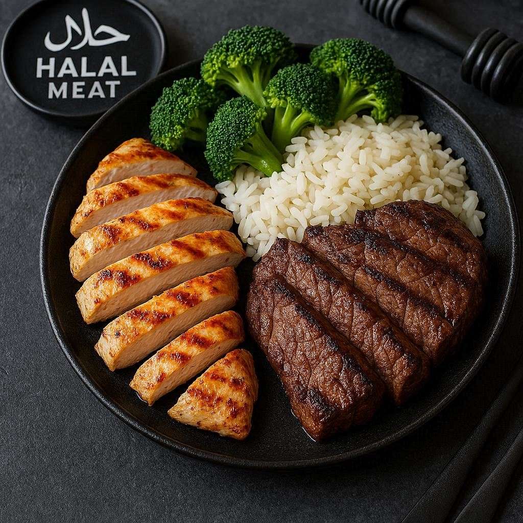 Halal meat for fitness high protein chicken and beef meal for muscle growth
