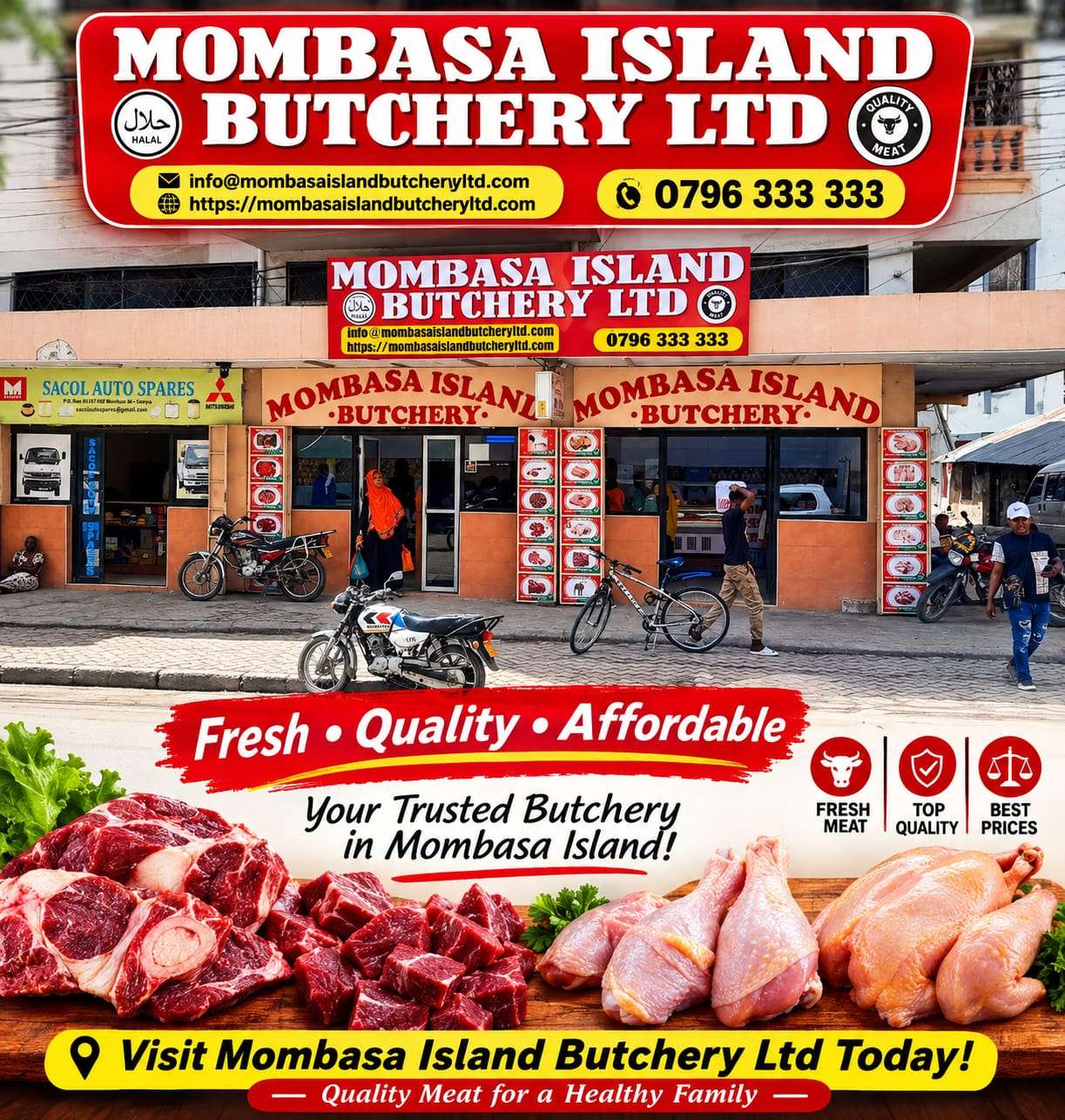 Fresh halal beef, chicken, goat meat and mutton selected for weekly meal planning